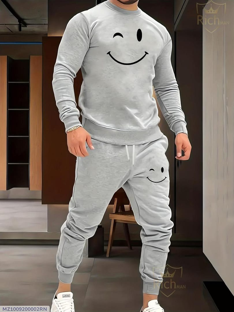  2 Pcs Men's Fleece Graphic Sweatshirt Track Suit